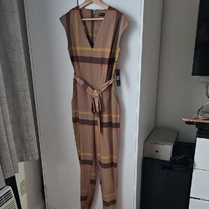 New York & Company Multicolor Striped Jumpsuit